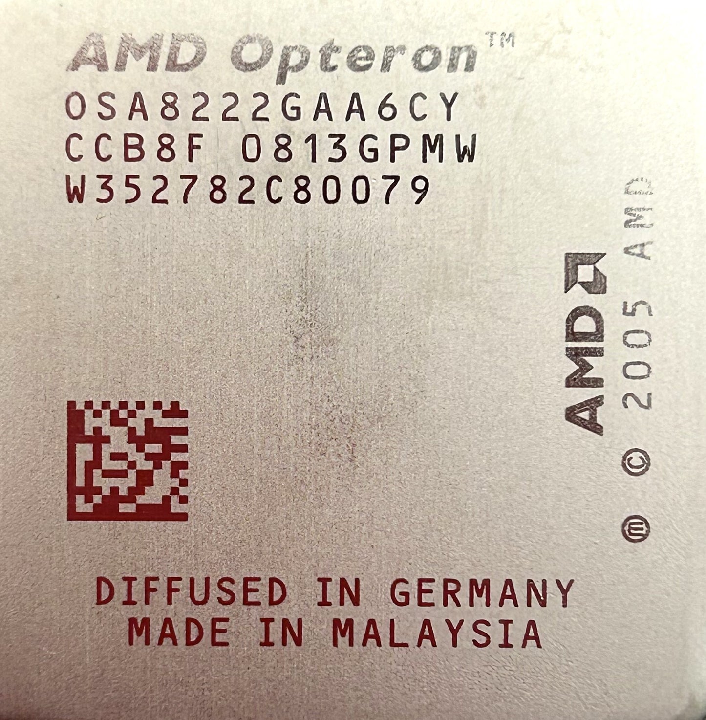 AMD 0SA8222GAA6CY OPTERON 8222 DC 3.0GHZ 2MB 1000MHZ, Used