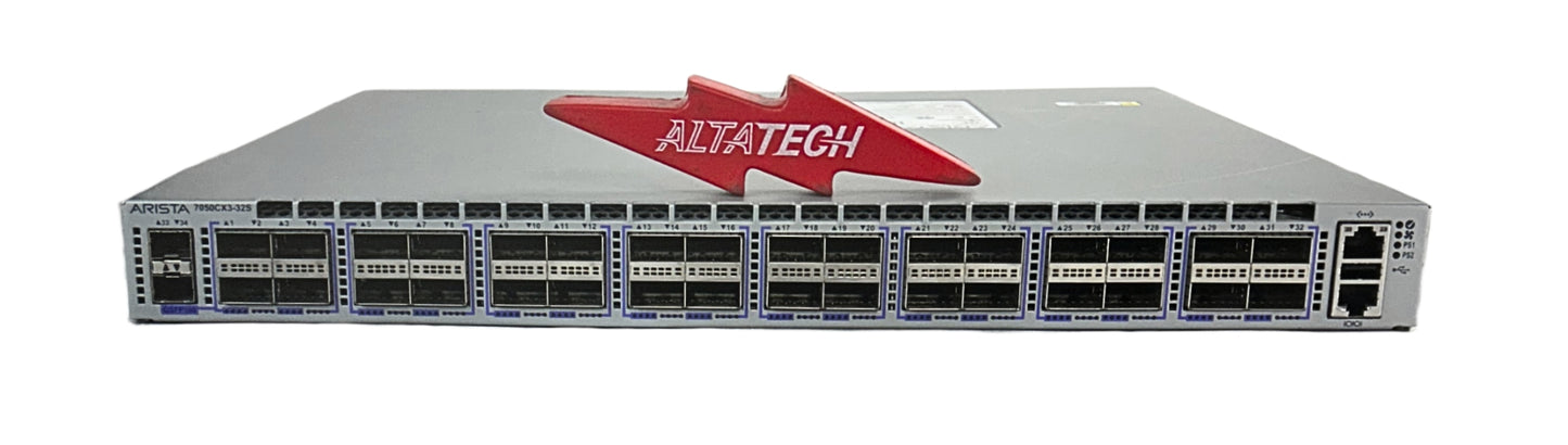 Arista DCS-7050CX3-32S-R 32 Ports 100Gb QSFP100 2 Port 1/10Gb SFP+ Uplink Managed Switch Rear to Front Airflow, Used