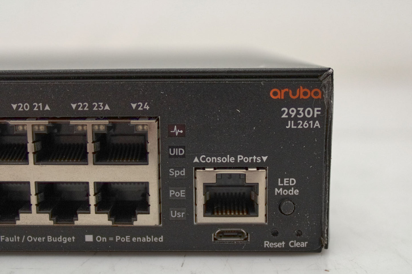 Aruba Networks JL261A 2930F 24G PoE+ 4SFP+ Managed Switch, Used