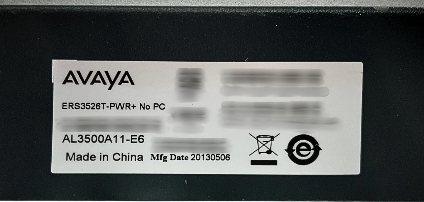Avaya AL3500A11-E6 24 Port 10/100 Ethernet Routing Switch, Used