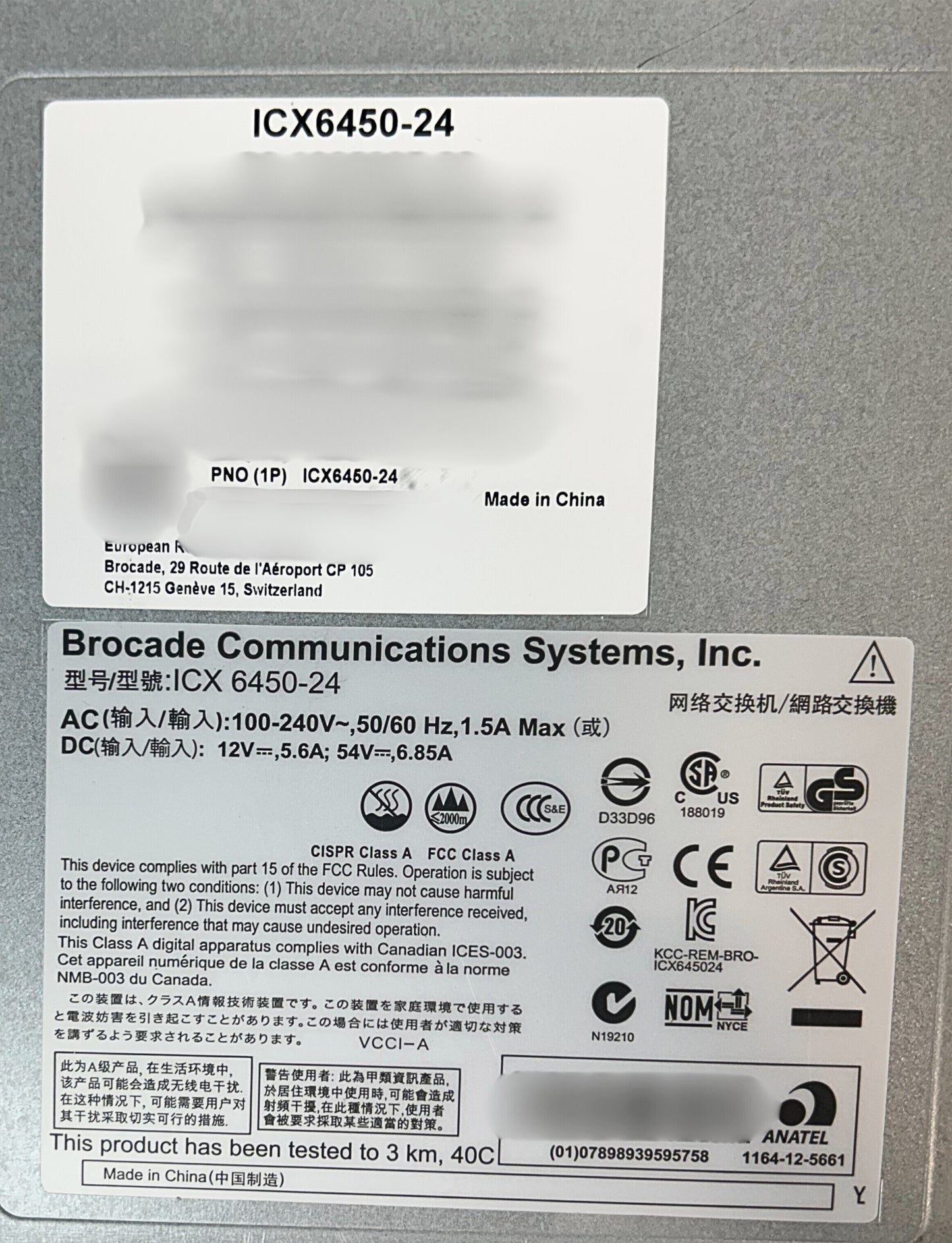 Brocade ICX6450-24 Brocade ICX 6450 24-Port 1G Ethernet Switch, Used