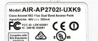 Cisco AIR-AP2702I-UXK9 802.11AC AP W/CLEANAIR; 3X4:3SS; MT, Used