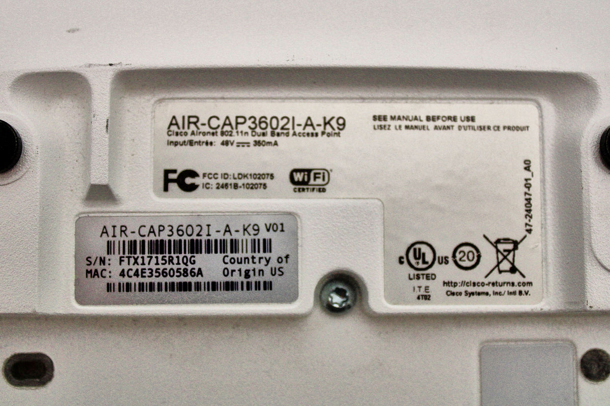 Cisco AIR-CAP3602I-A-K9_x50 Lot of 50 Aironet 3602I Wireless Access Point, Used