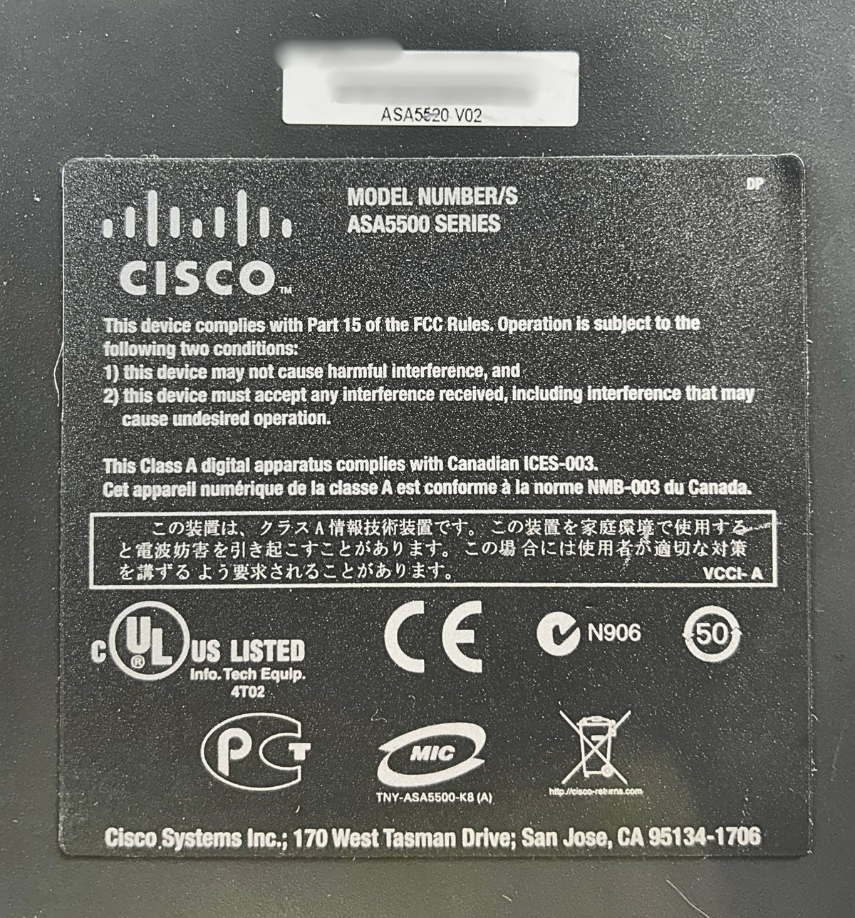 Cisco ASA5520-K9 Cisco ASA 5520-K9 Adaptive Security Appliance, Used