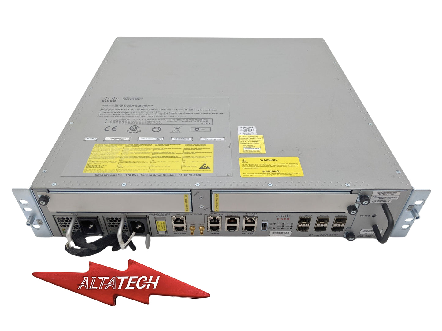 Cisco ASR-9001 ASR 9000 Series 40/120GE Aggregated Services Router with 2x Redundant AC PSU, 2x Adapter Bays, Used