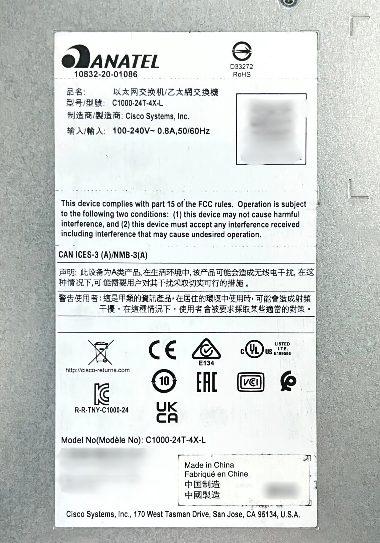Cisco C1000-24T-4X-L Catalyst 1000 24 Port GE, 4X10G SFP, Used