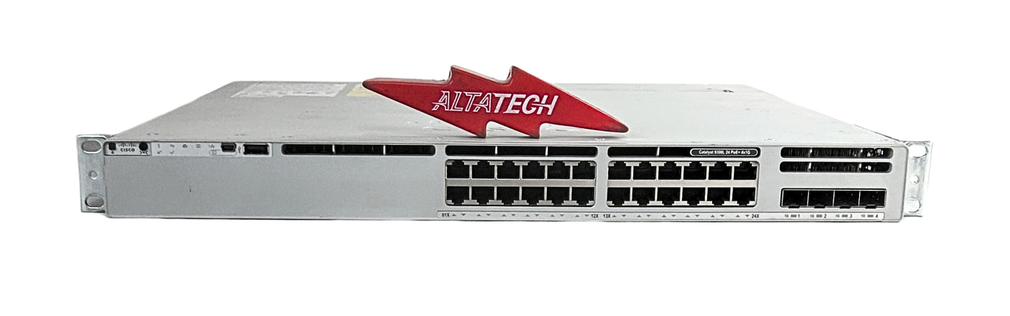 Cisco C9300L-24P-4G-A 24-Ports PoE+ 4x1G Fixed Uplinks Managed Ethernet Switch, Used