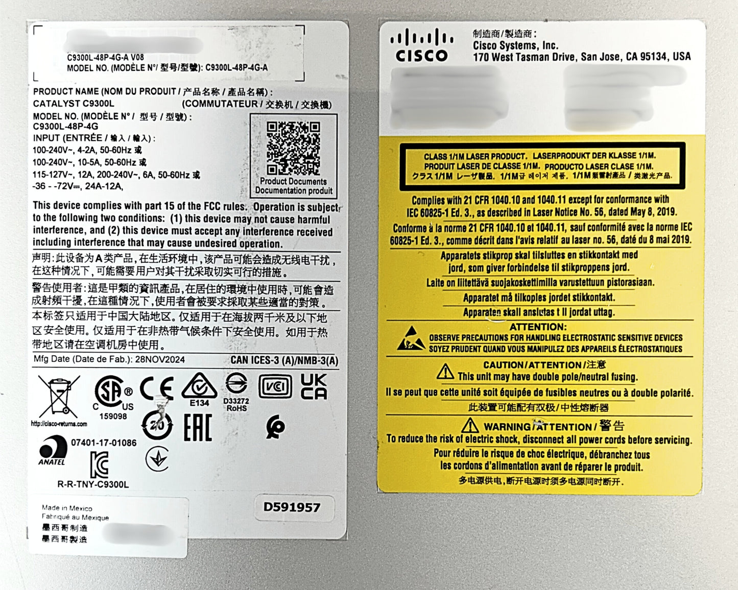 Cisco C9300L-48P-4G-A Catalyst 9300L 48 Port PoE with Network Advantage, Used