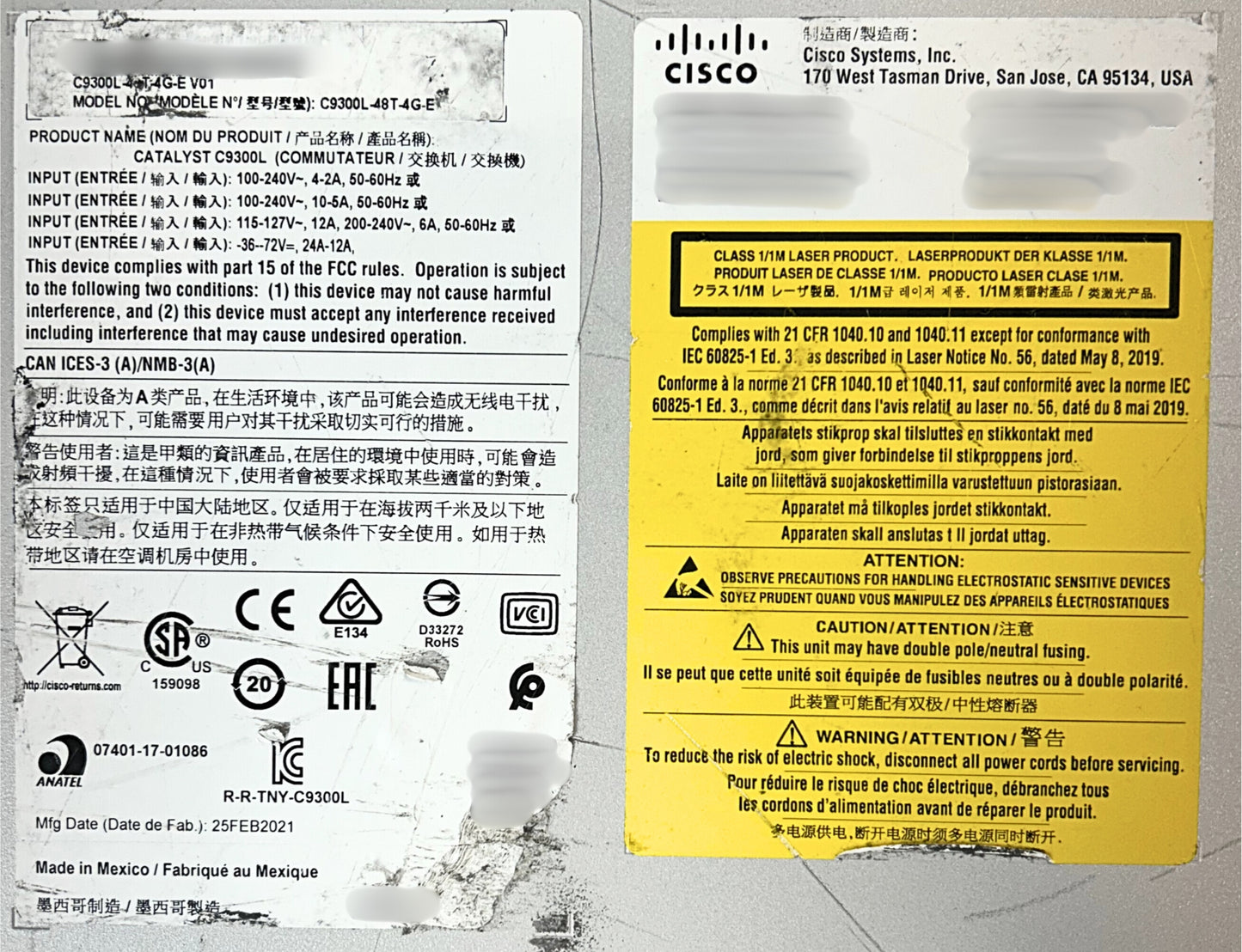 Cisco Cisco C9300L-48T-4G-E Cisco 9300L Switch 48 Port Gigabit 4 SFP 1G Network Essentials, Used