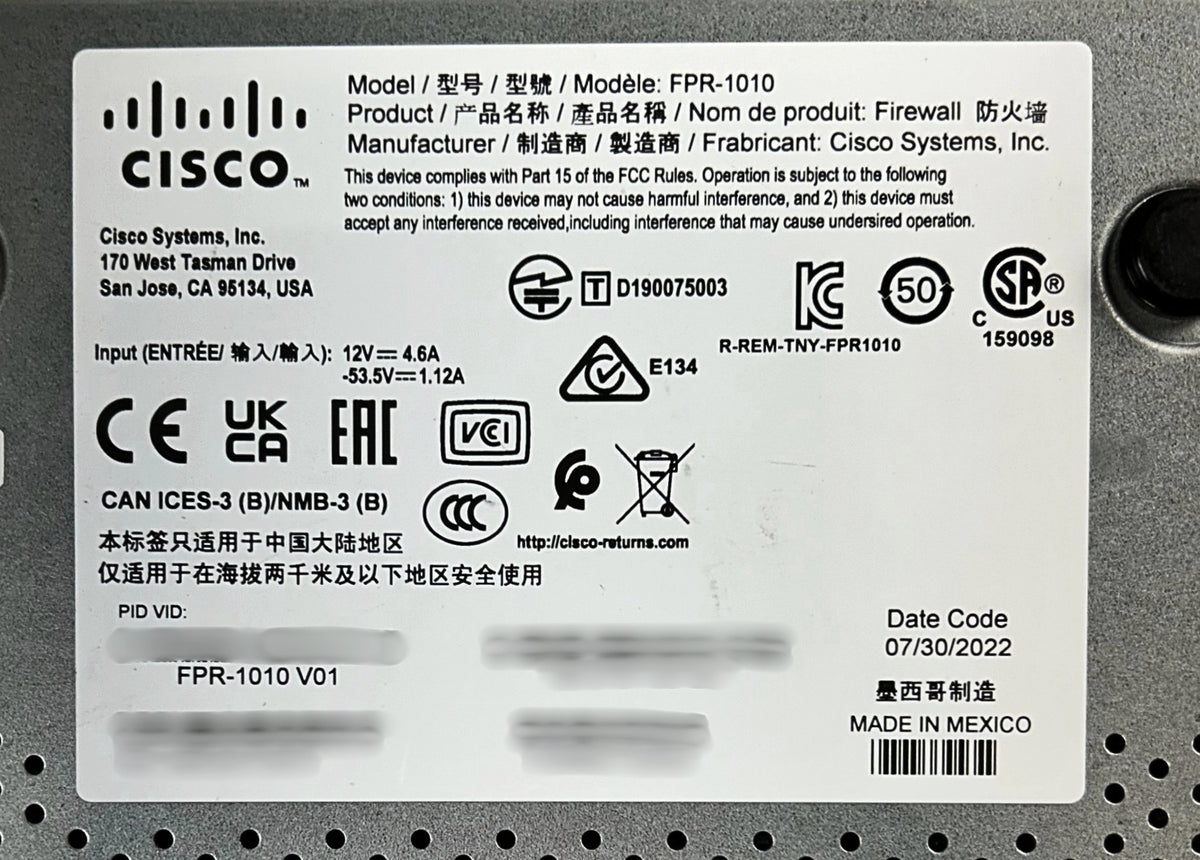 Cisco FPR-1010 Firepower 1010 Firewall Security Appliance, Used