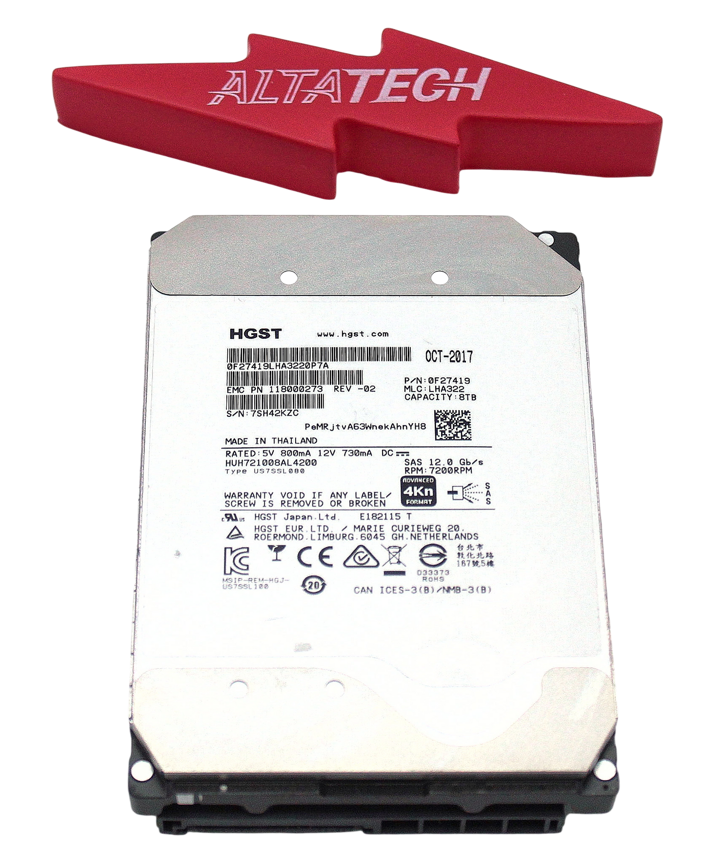 Cisco HUH721008AL4200 8TB 7.2K SAS 3.5 12G 4KN 0F27632, Used