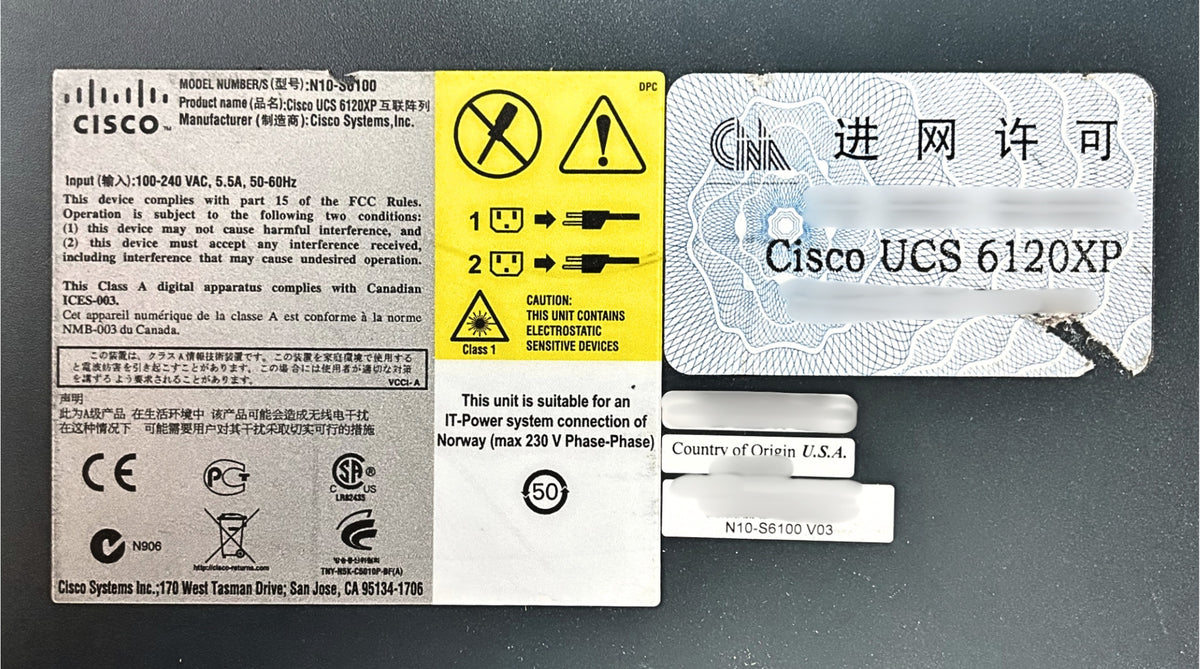Cisco N10-S6100 6120XP 20P FABRIC INTERCONNECT, Used