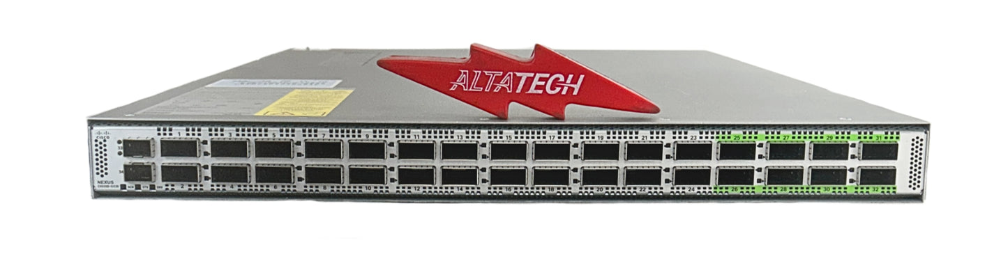 Cisco N9K-C9332D-GX2B Nexus 32 Port 400/100-Gbps QSFP-DD Ports and 2 Port 1/10Gbps Uplink, Used