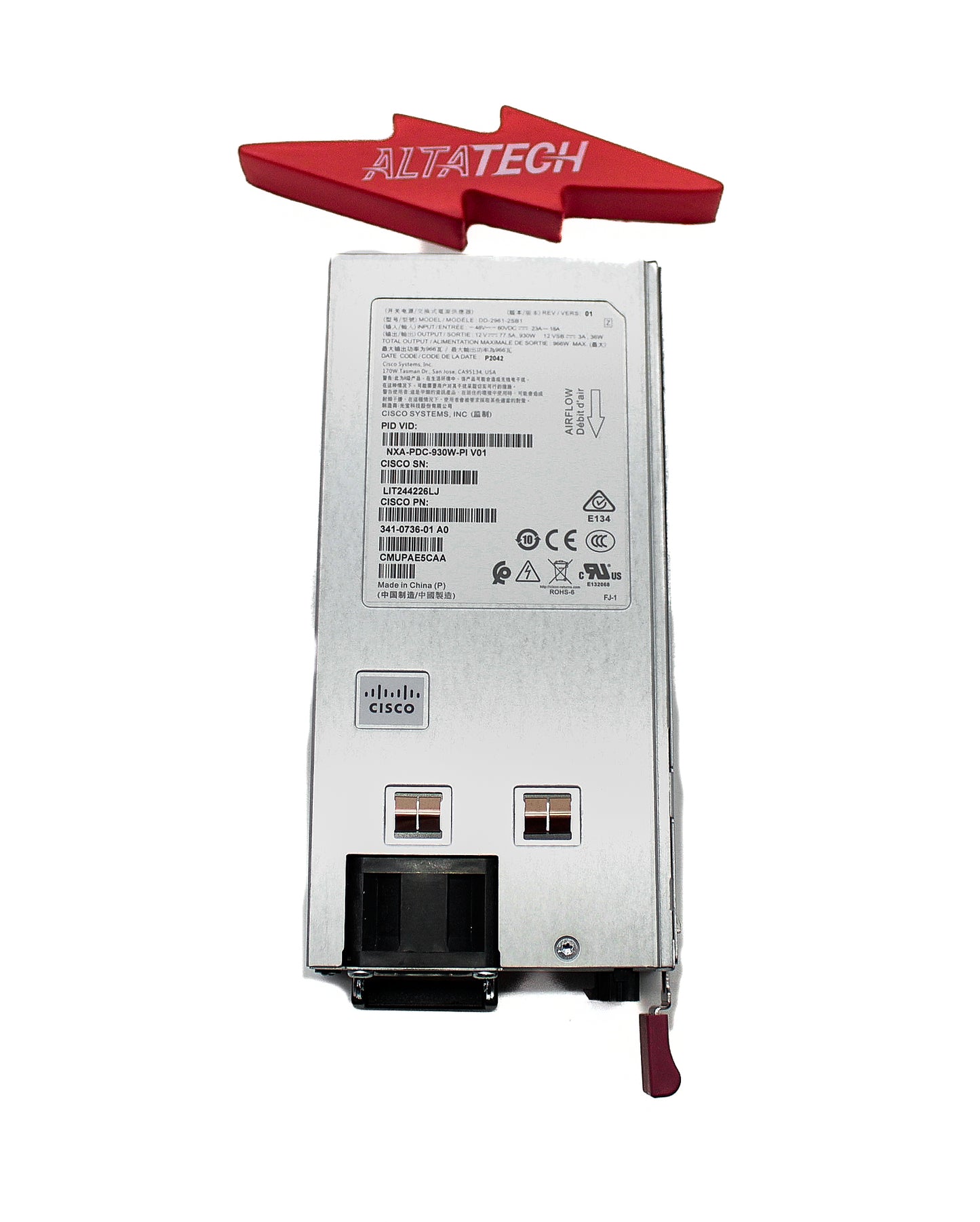 Cisco NXA-PDC-930W-PI Cisco Nexus 9000 930W DC PS, Port-side Exhaust, Used