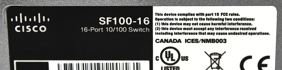 Cisco SF100-16 Small Business 16 Port Unmanaged Switch, Used