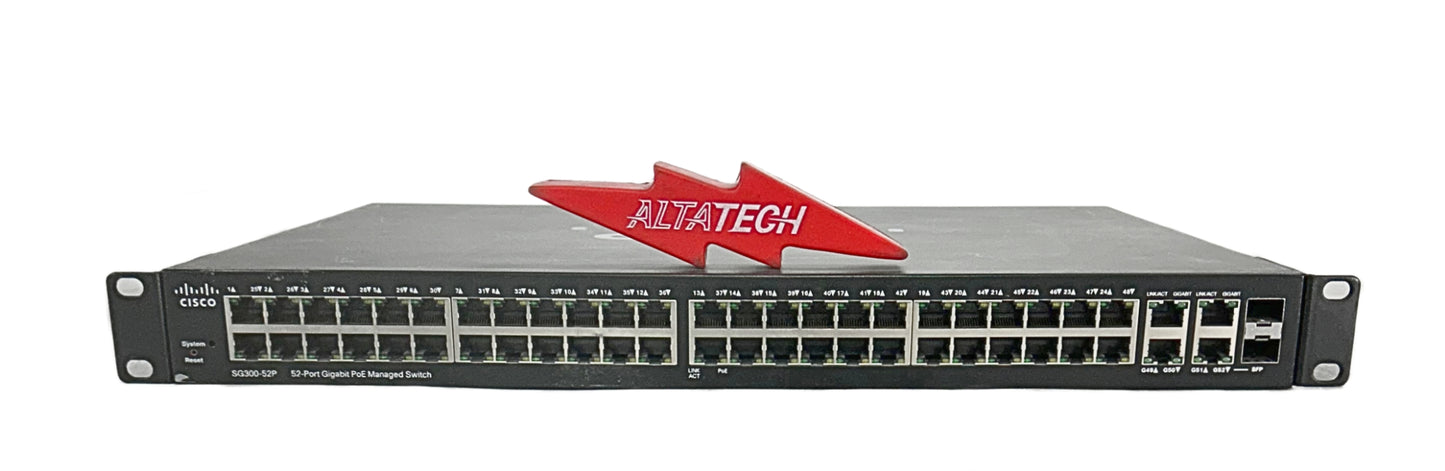 Cisco SG300-52P-K9 52-PORT GIGABIT POE MANAGED SWITCH, Used