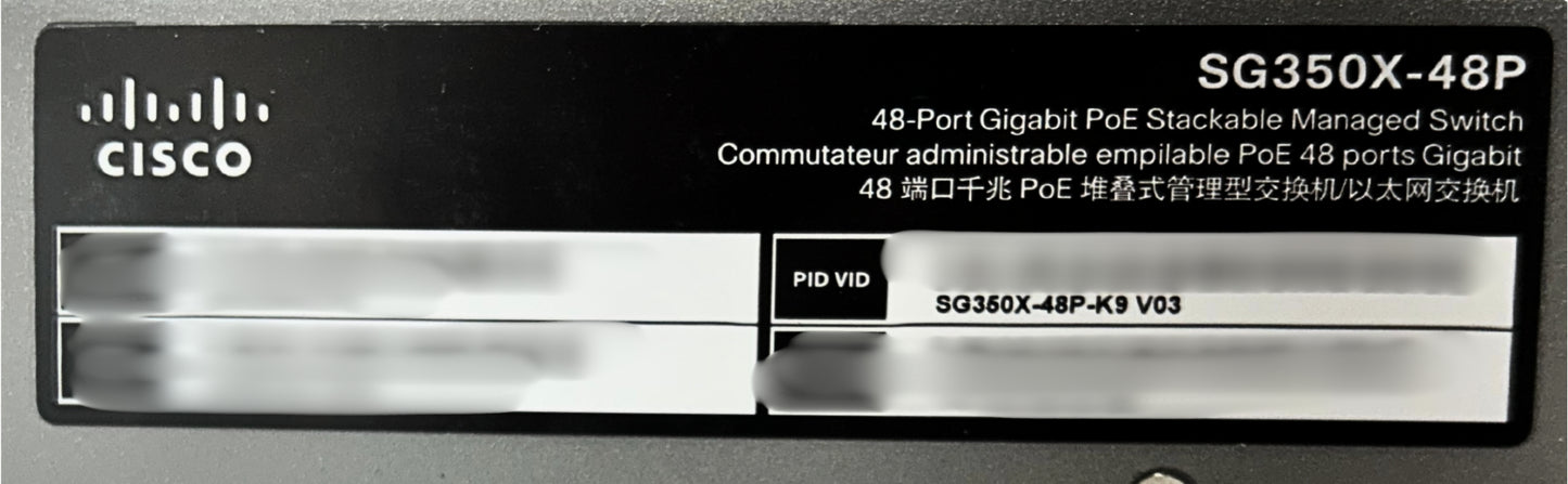 Cisco SG350X-48P-K9 48 Port PoE+ Gigabit Stackable Ethernet Managed Switch, Used