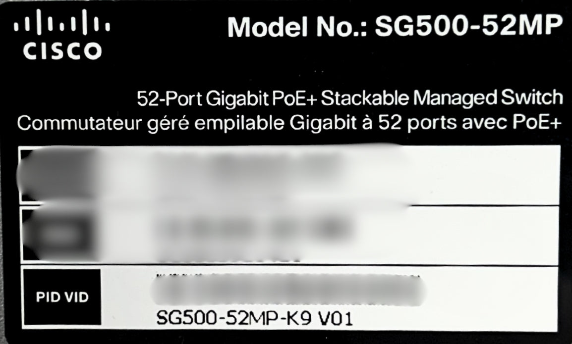 Cisco SG500-52MP SG500-52MP 52P GBMAXPOE+STACKABLE H, Used