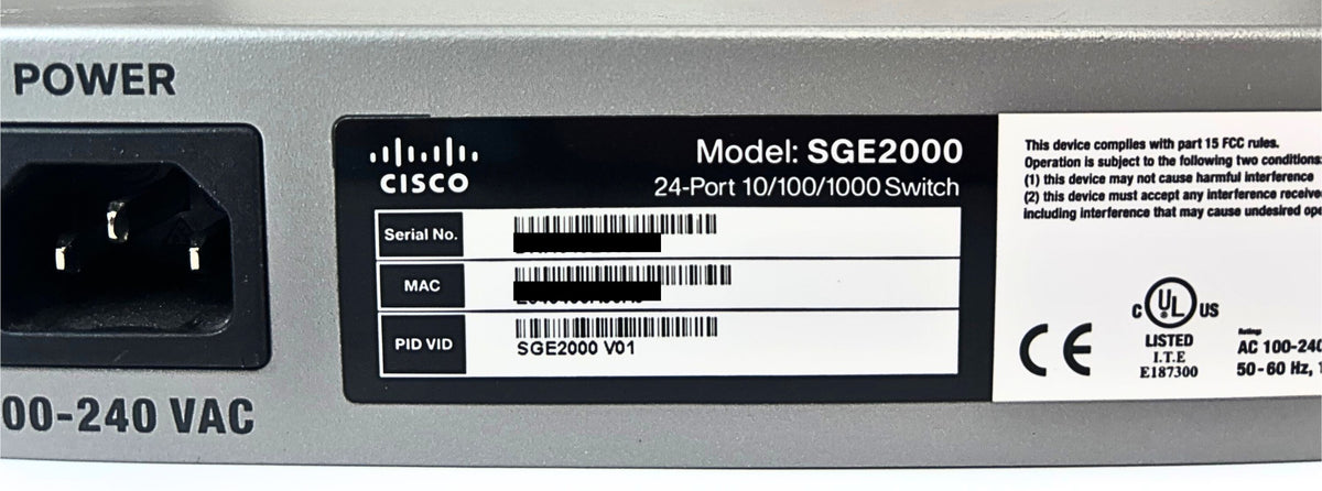 Cisco SGE2000 Small Business 24 Port Gigabit Switch, Used