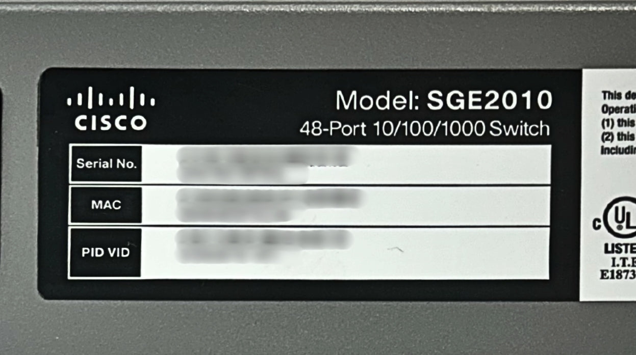 Cisco SGE2010 48 Port PoE Gigabit Ethernet Switch, Used