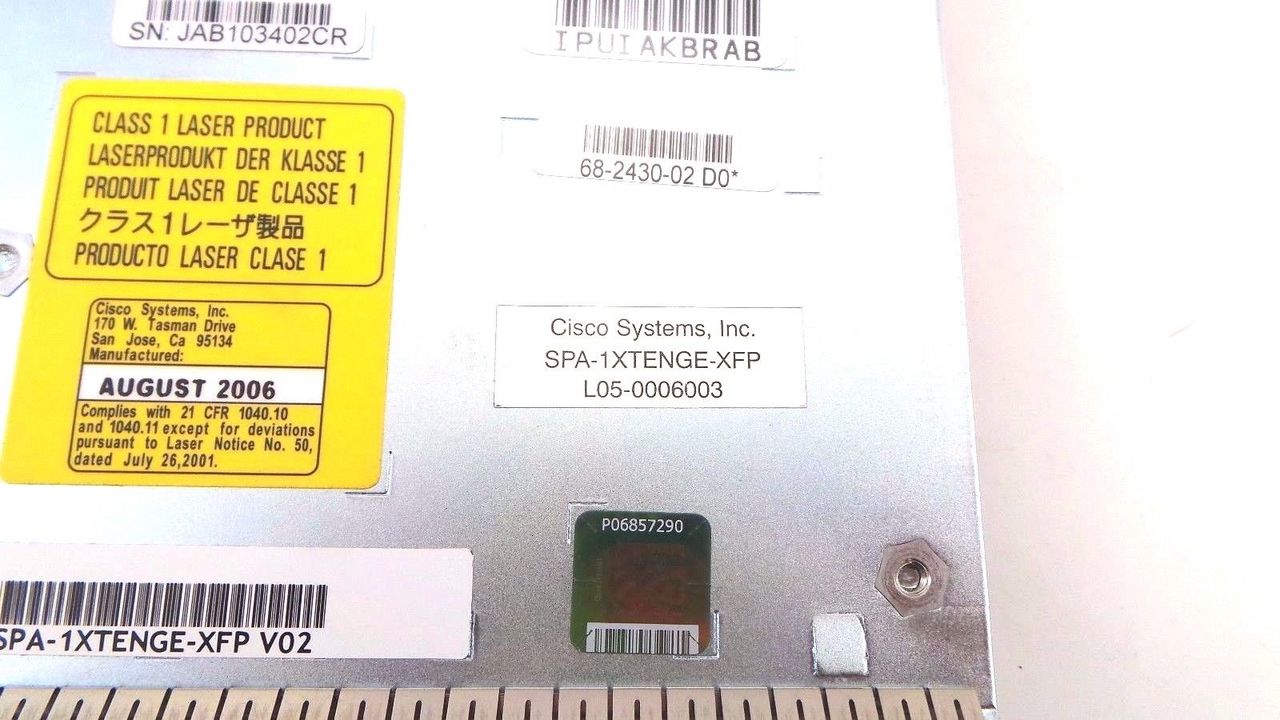 Cisco SPA-1XTENGE-XFP 1 Port 10GB Ethernet XFP Based Shared Port Adapter, Used