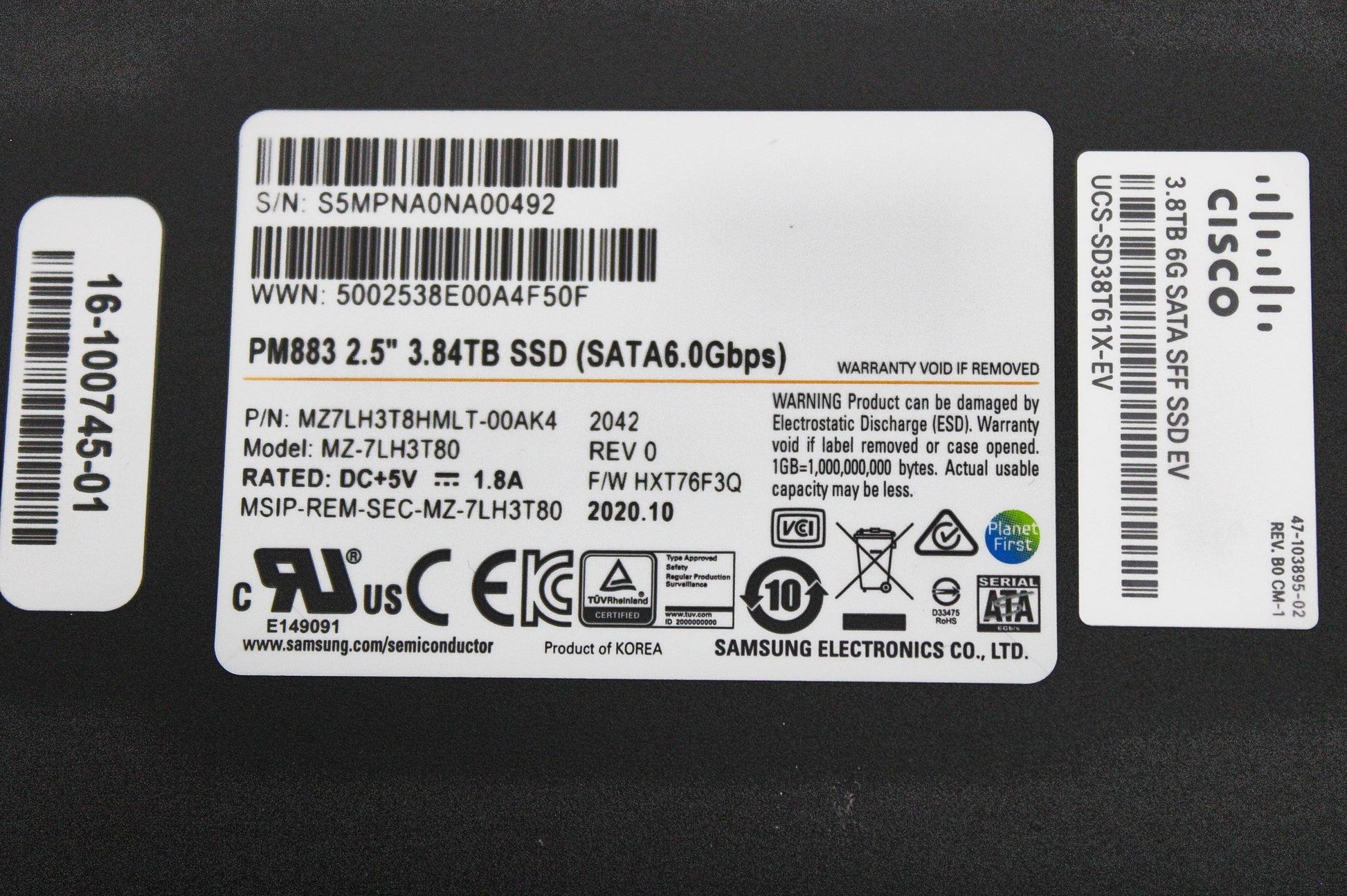 Cisco UCS-SD38T61X-EV 3.8TB SSD 2.5" 6G, Used