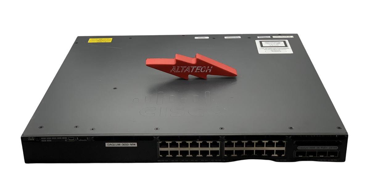 Cisco WS-C3650-24PD-E Catalyst 3650 24 Port PoE 2x10G Uplink IP Services, Used