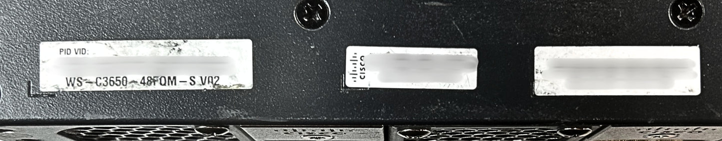 Cisco WS-C3650-48FQM-S 48 Port 10/100/1000 POE+ 4X10G Uplink Managed Ethernet Switch, Used