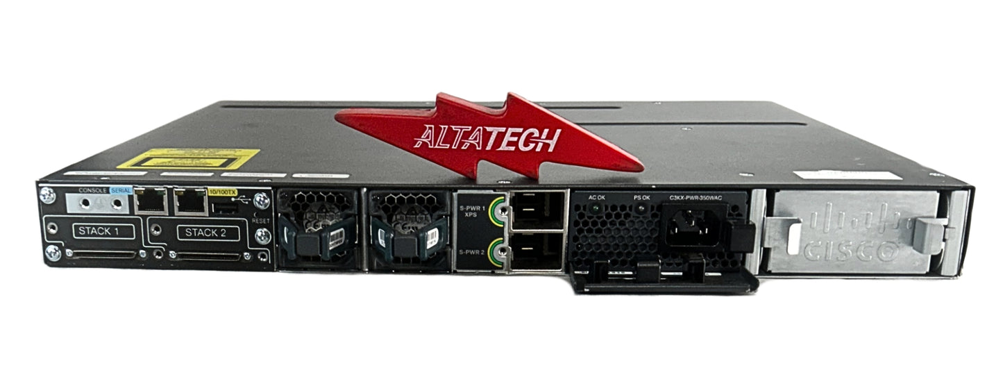 Cisco WS-C3750X-24T-S Catalyst 3750X 24 Port Gigabit Managed Switch IP Base installed, Used