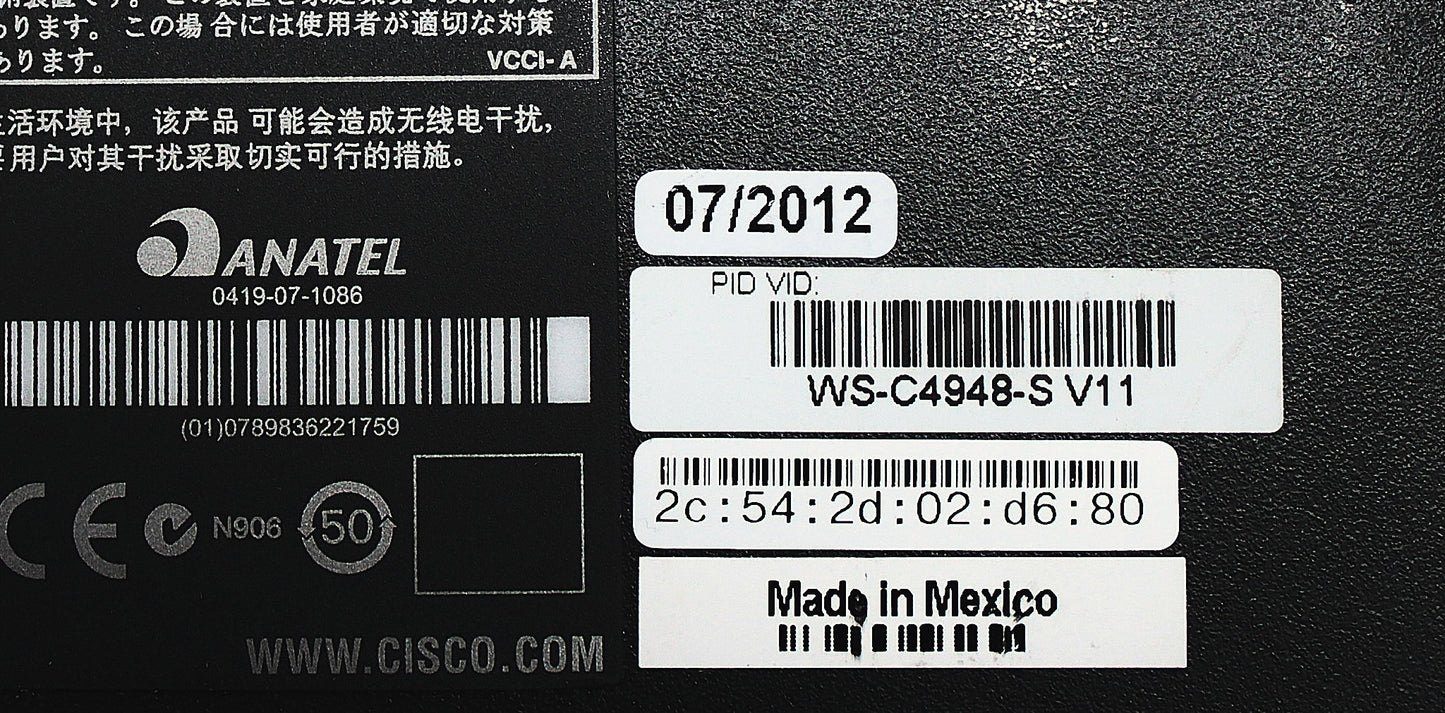 Cisco WS-C4948E-S CISCO CATALYST 4948E IPB 48PT 10/100/1000 + 4x SFP+, Used