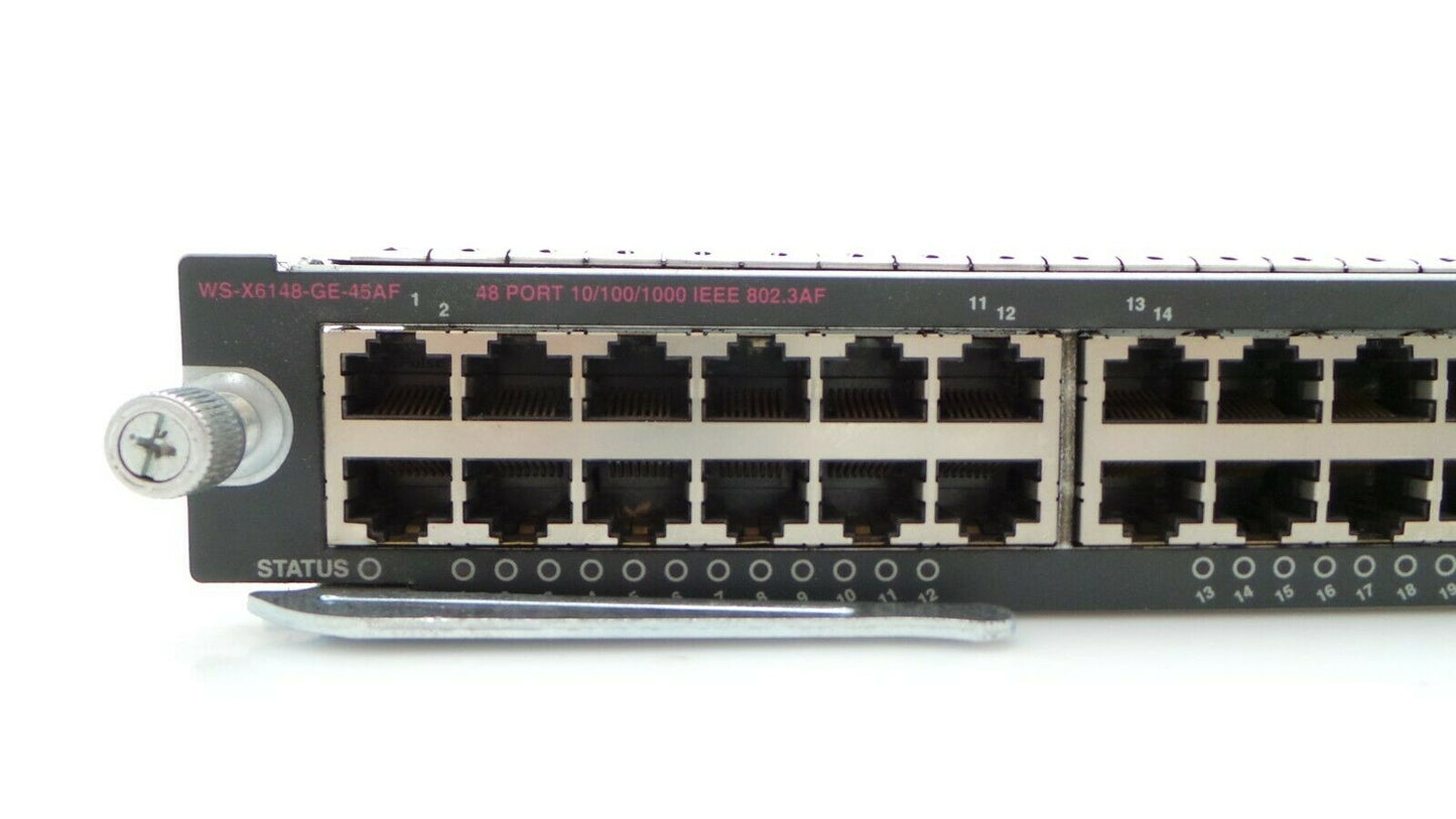 Cisco WS-X6148-GE-45AF Catalyst 6500 48-Port PoE Gigabit Ethernet Switch Module, Used