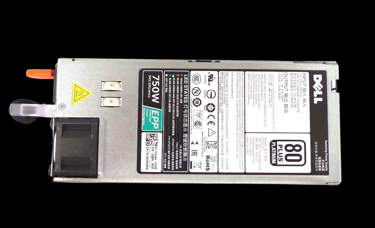 Dell 00XW8W Astec PowerEdge R730 / R630 / T430 750W Power Supply, Used