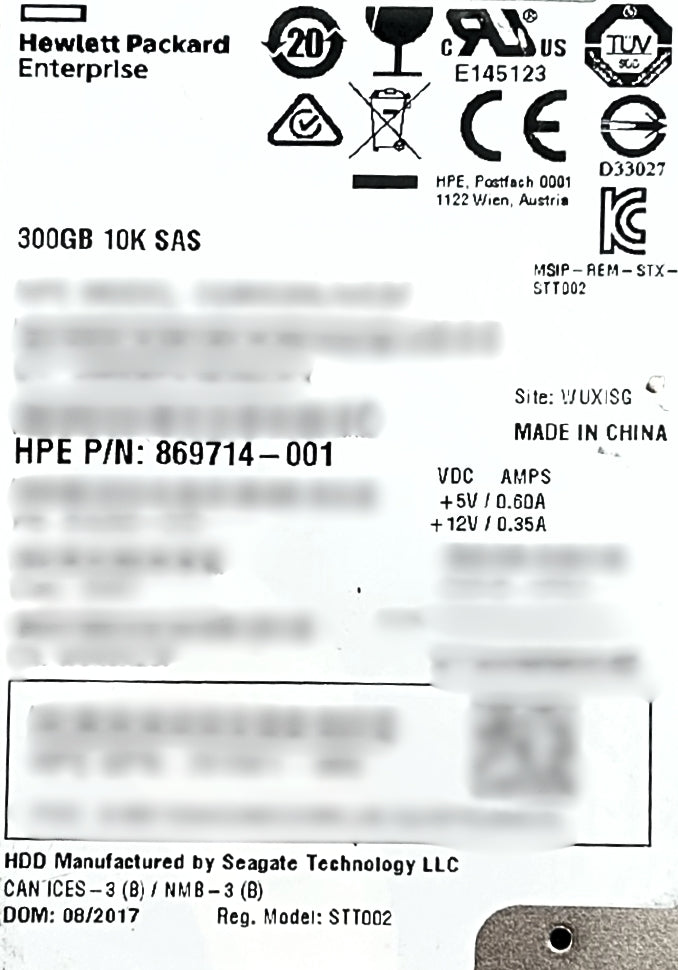 Dell 01MVTT 4TB SAS 3.5" 12G HDD, Used