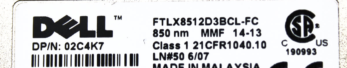 Dell 02C4K7 10GB XFP TRANSCEIVER SFP+ LR, Used