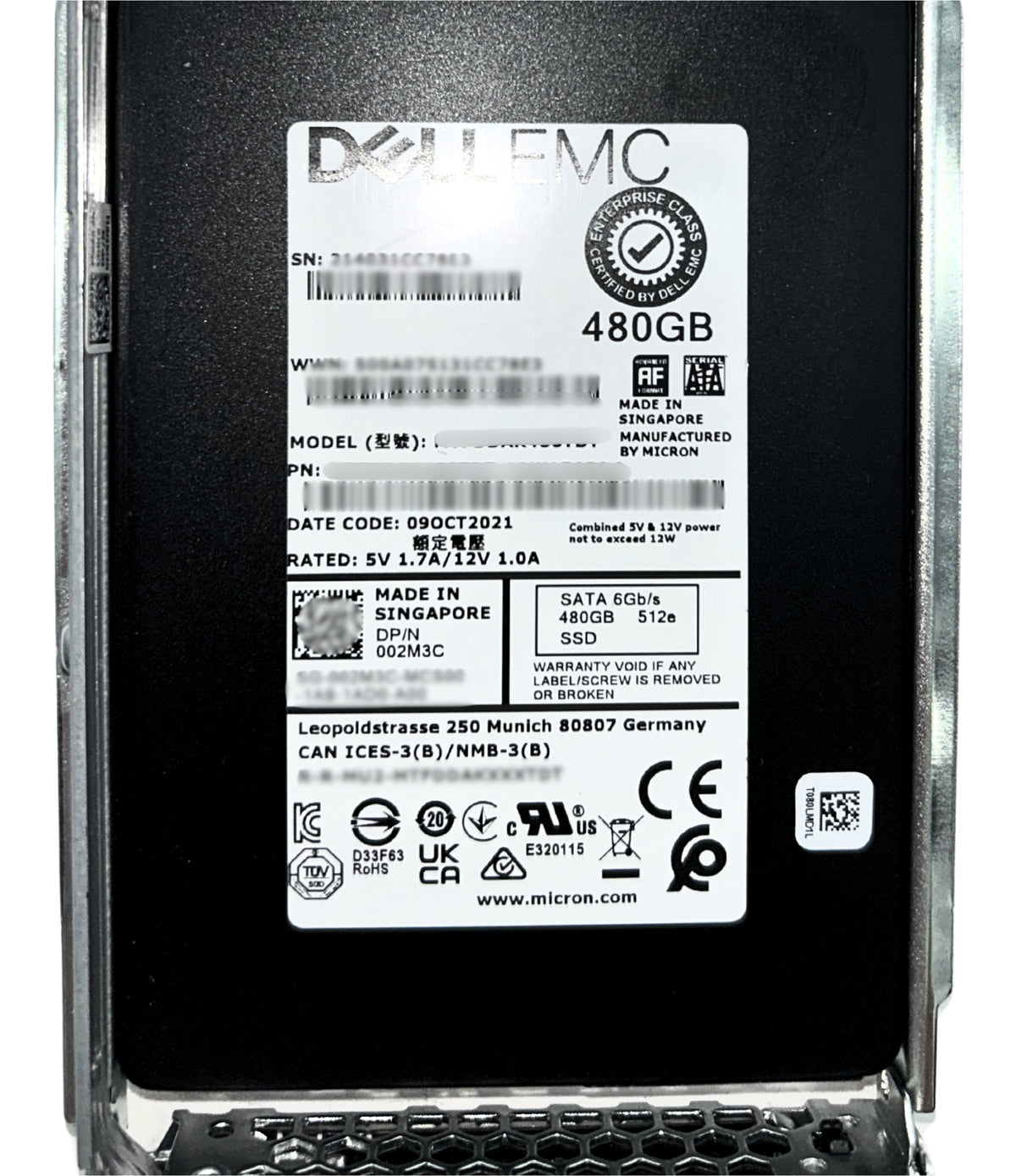 Dell 02M3C_NEW 480GB SSD SATA 2.5 6G MU  MTFDDAK480TDT-1AW1ZABDA, New No Box