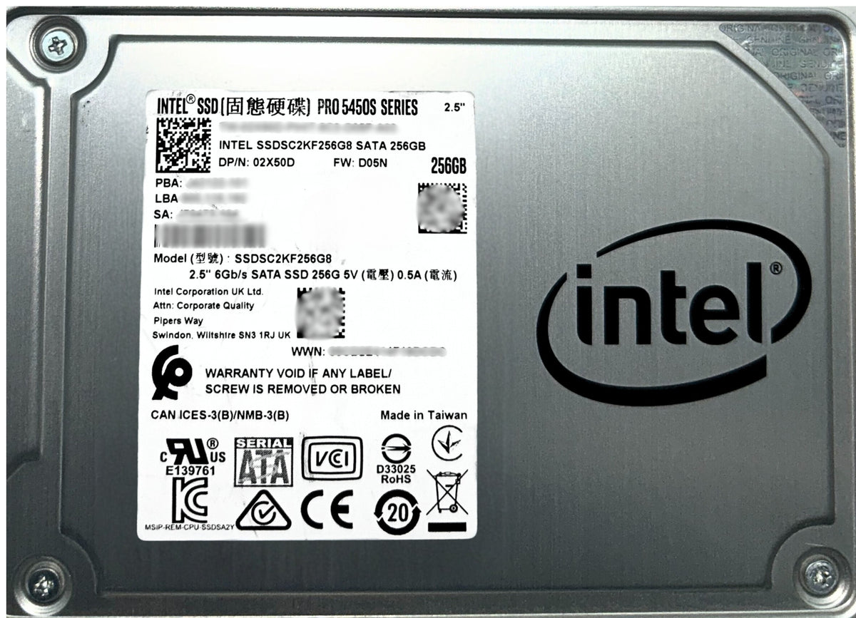 Dell 02X50D 256GB SSD SATA 2.5 Intel Pro 5450S, Used