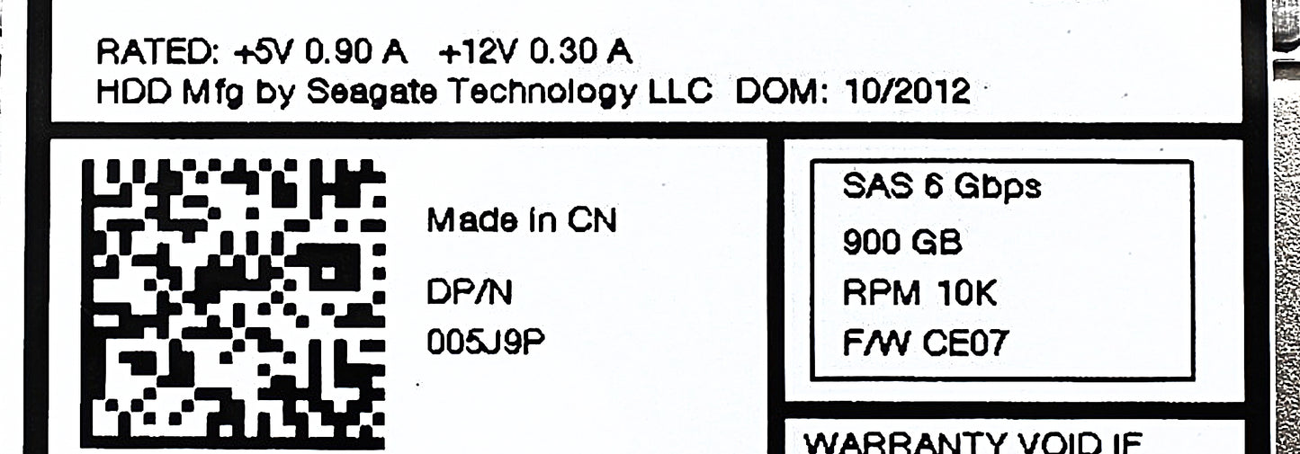Dell 05J9P 900GB 10K SAS 2.5 6G 9TH066-158 EP+, Used