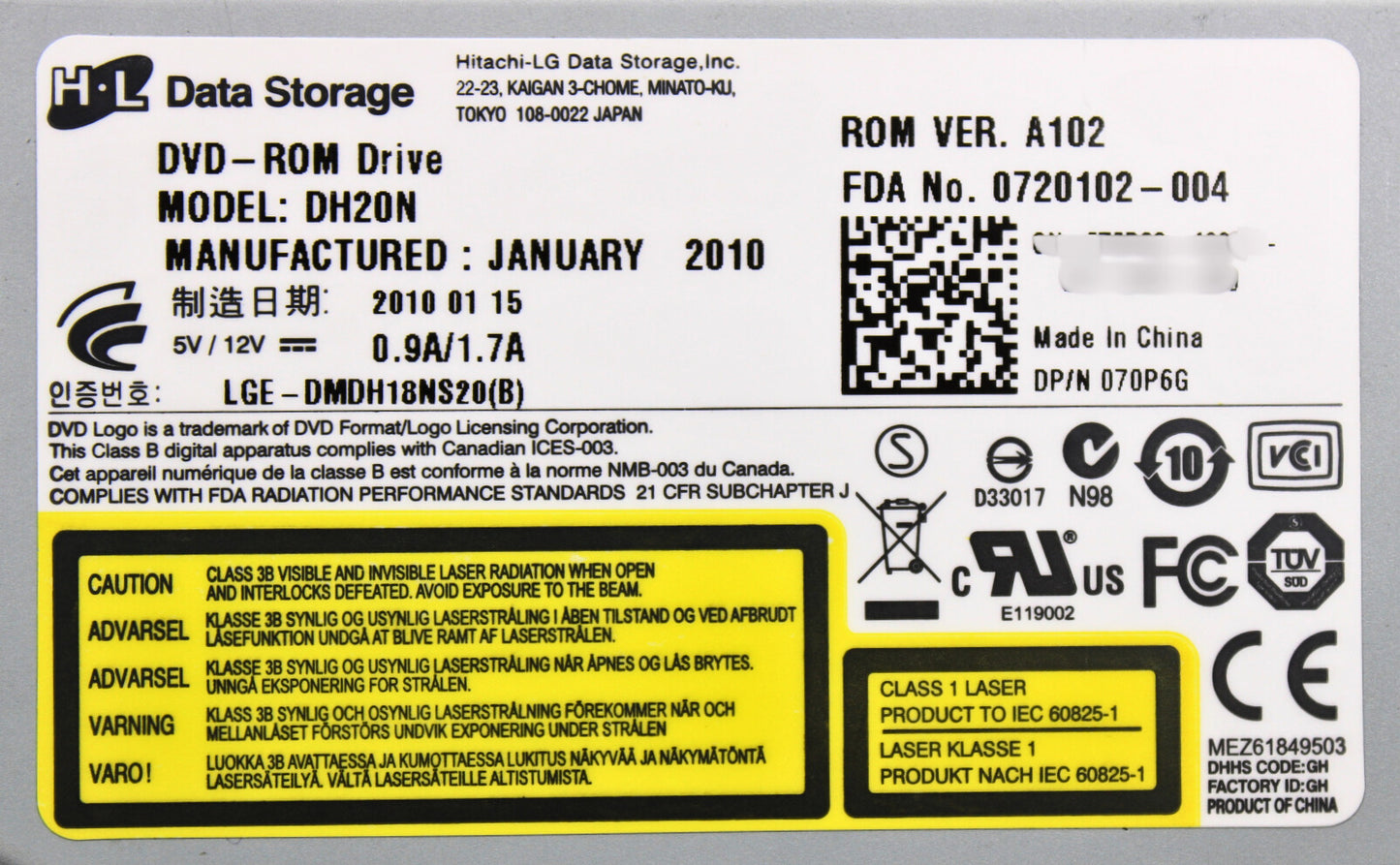 Dell 070P6G DVD-ROM 16X SATA ESG, Used