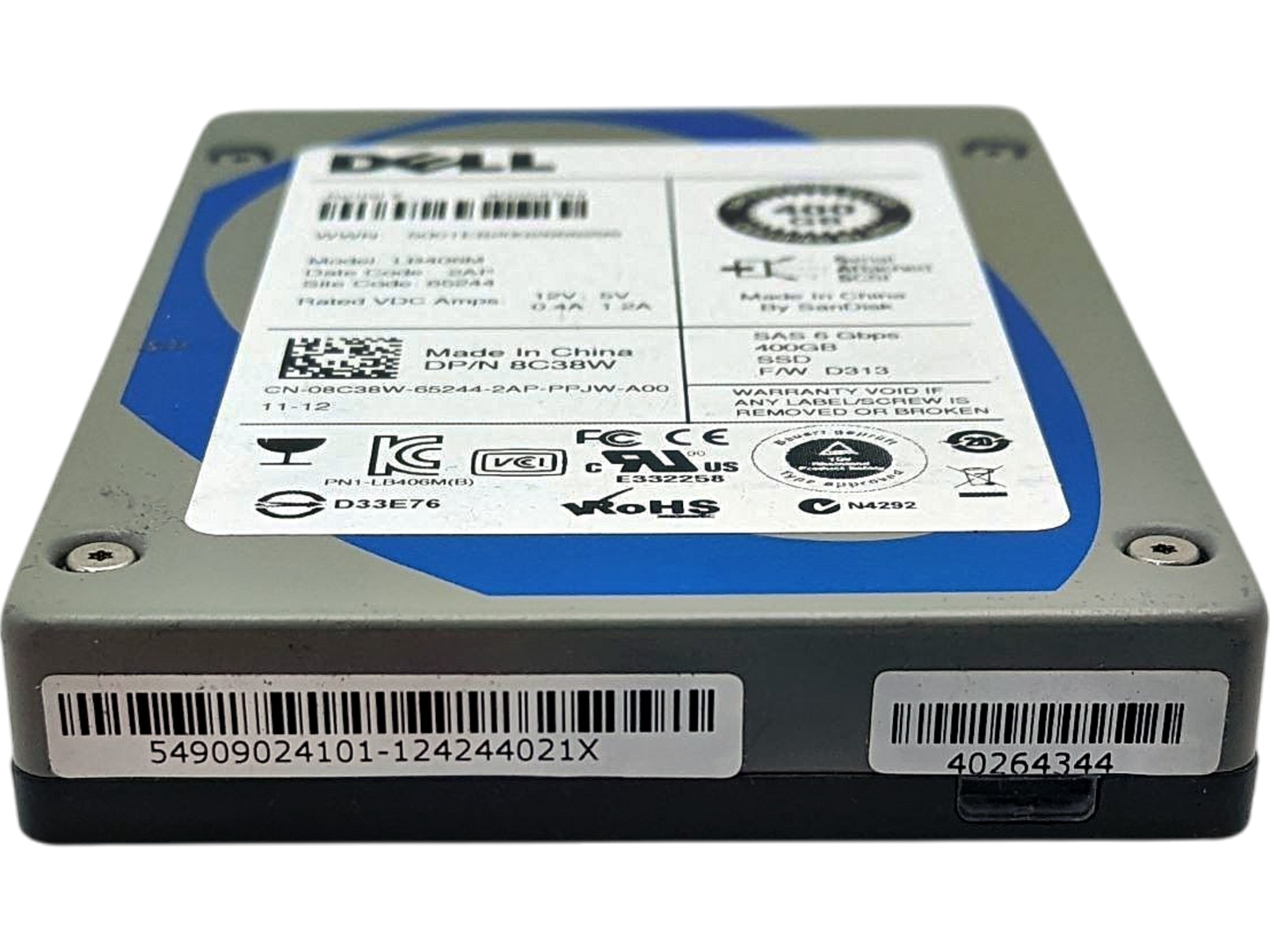 Dell 08C38W 400GB SSD SAS 2.5" 6G MU, Used