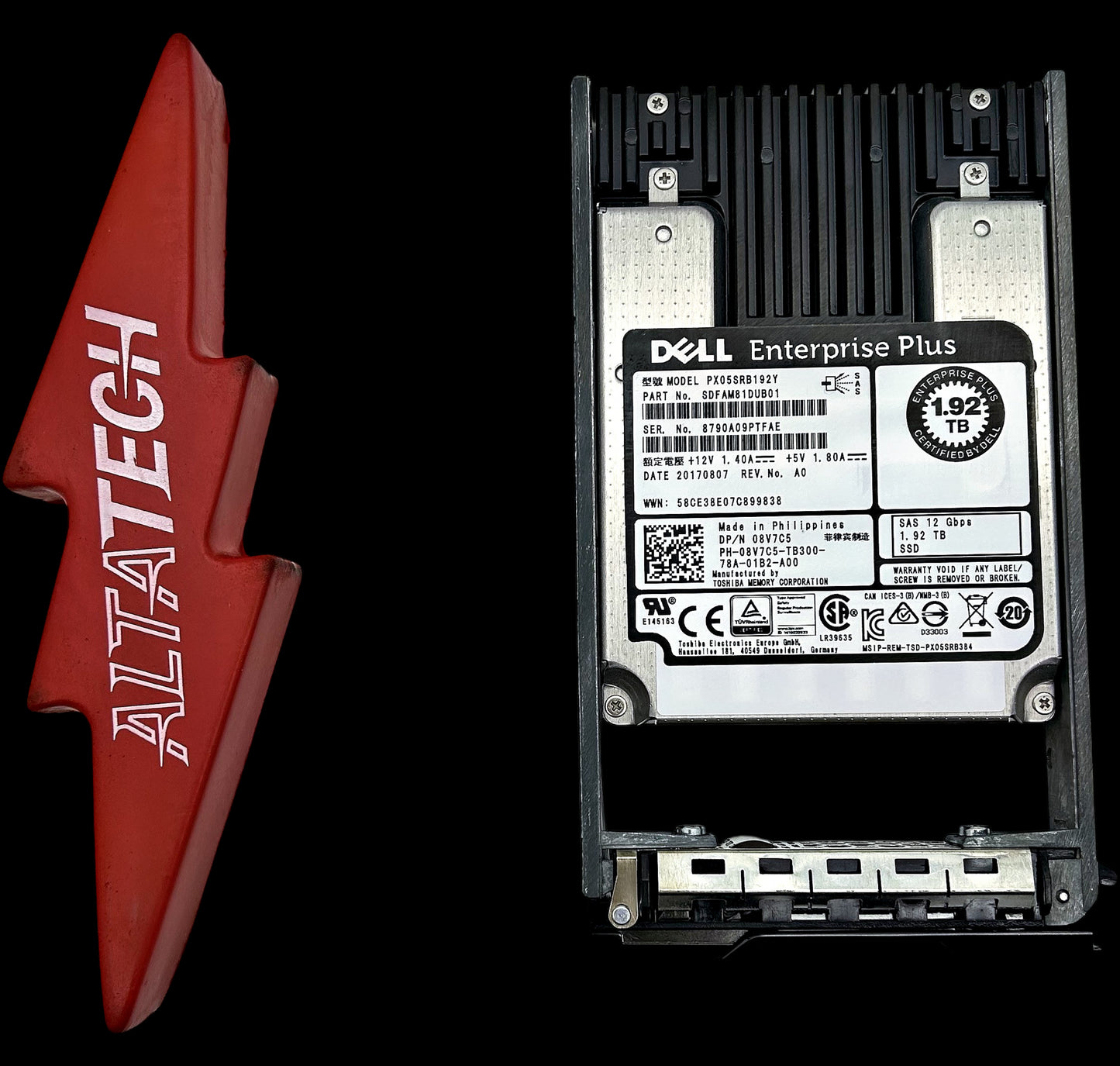 Dell 08V7C5 1.92TB SSD SAS 12G RI + PX05SRB192Y, Used