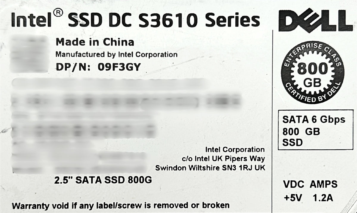 Dell 09F3GY 800GB SSD SATA 2.5 6G MU, Used
