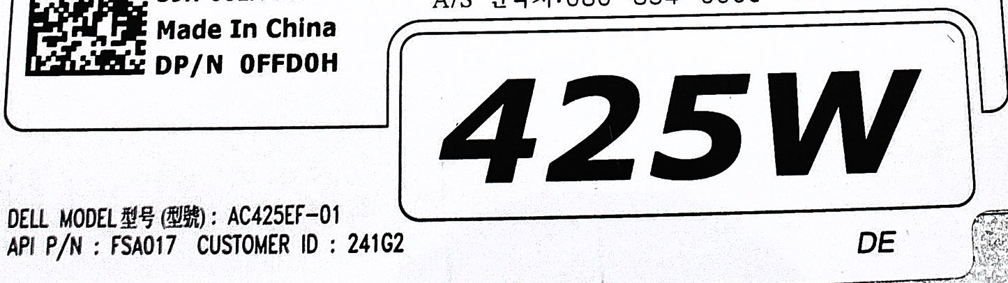 Dell 0FFD0H 425W Power Supply Precision T3610, Used