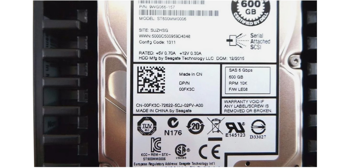 Dell 0FK3C-EQL 600GB 10K SAS 2.5 6G EP+ ST600MM0006 / 9WG066-157, Used