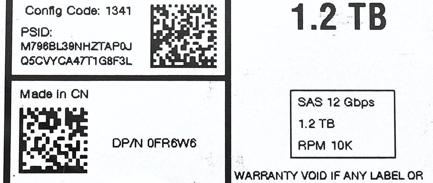 Dell 0FR6W6 1.2TB 10K SAS 2.5 12G ST1200MM0198, Used