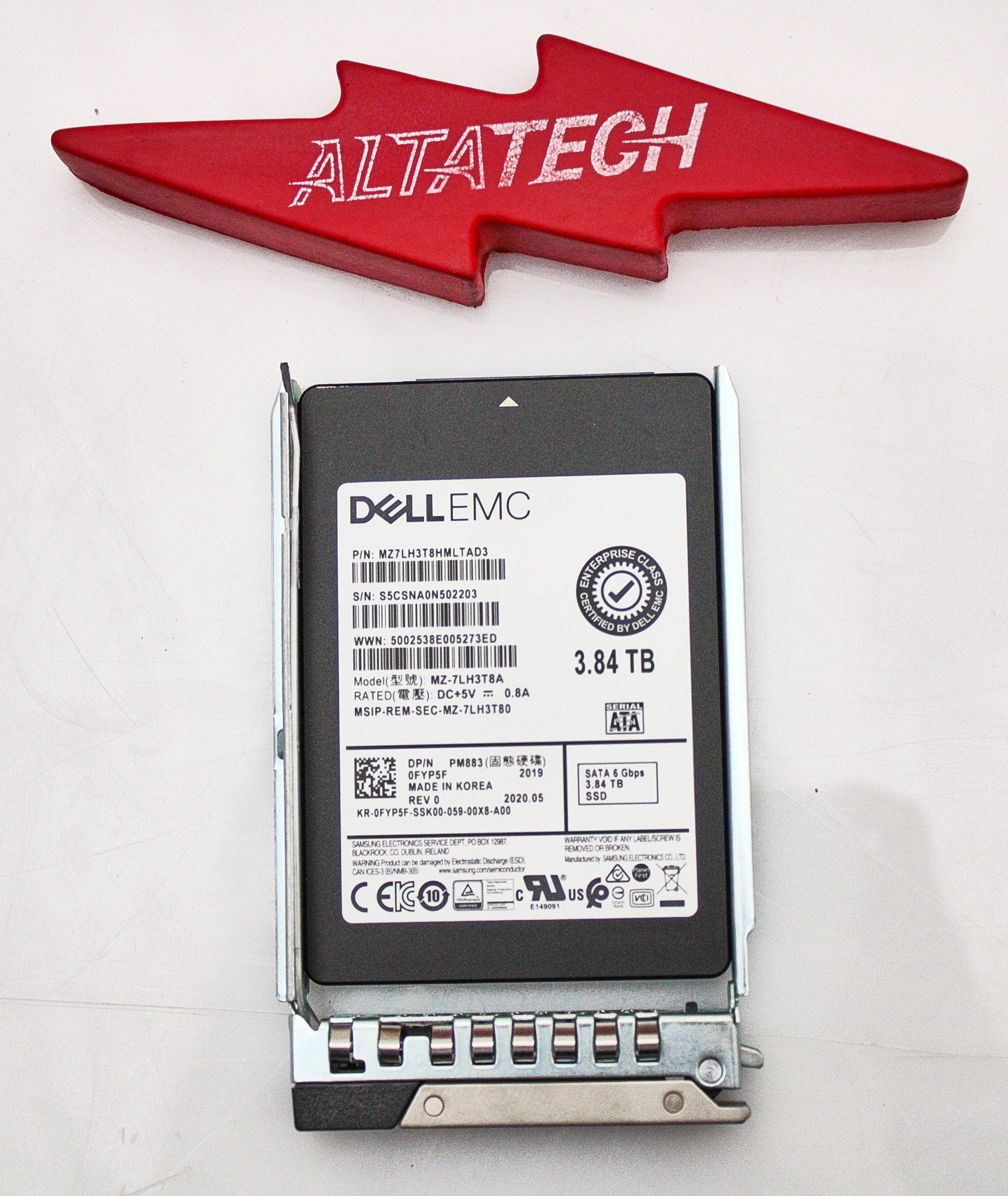 Dell 0FYP5F 3.84TB SSD SATA 2.5 6G RI PM883, Used