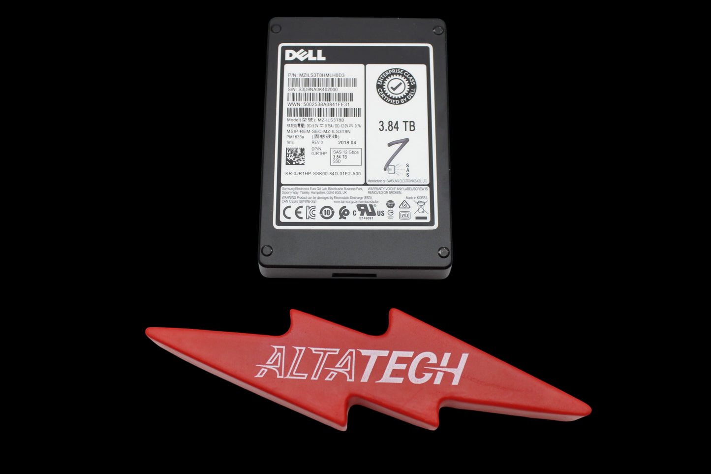 Dell 0JR1HP 3.84TB SSD SAS 2.5 12G RI, Used