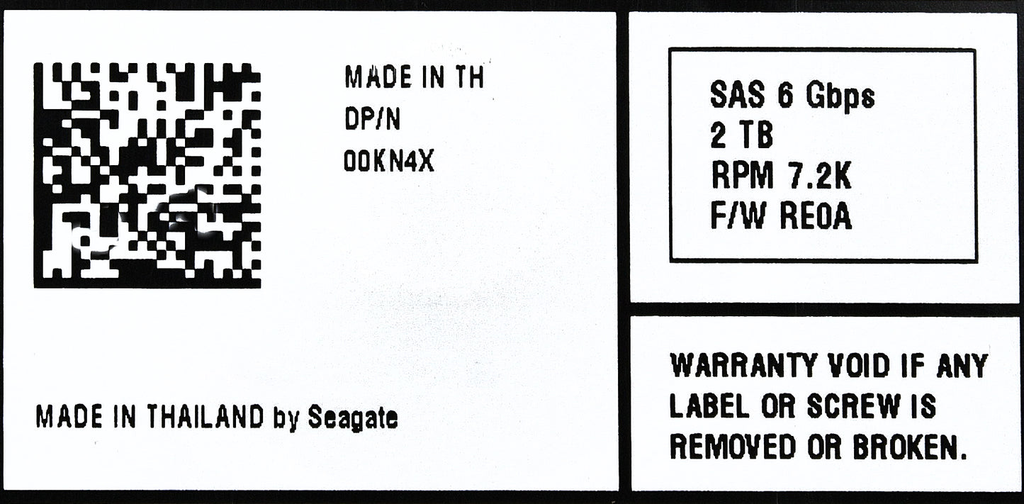Dell 0KN4X 2TB 7.2K SAS 3.5 6G 9SM267-157 EQL, Used