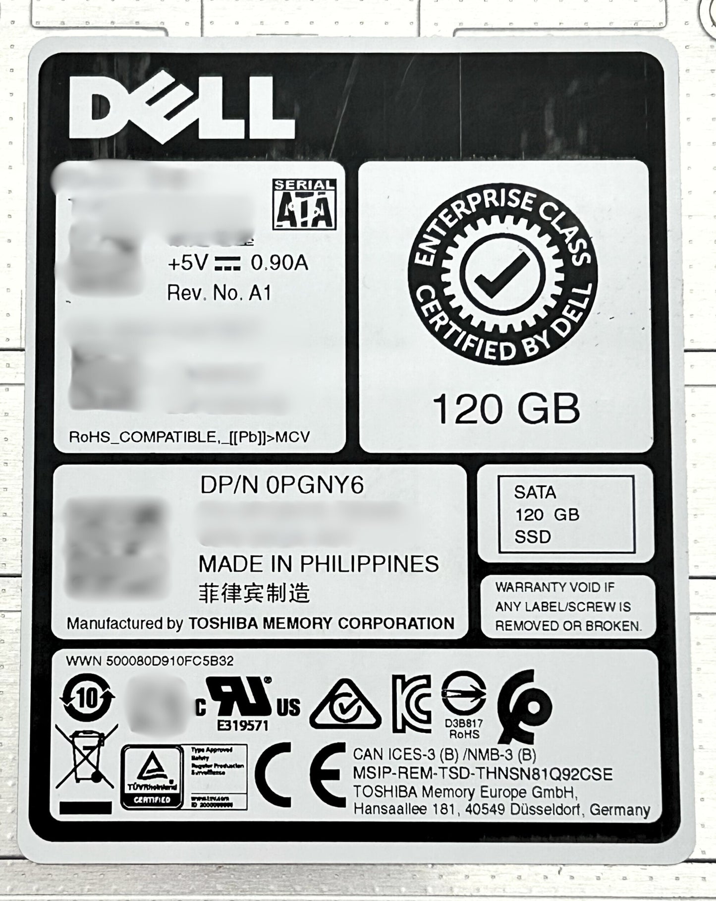 Dell 0PGNY6 120GB SSD SATA 2.5 6G, Used