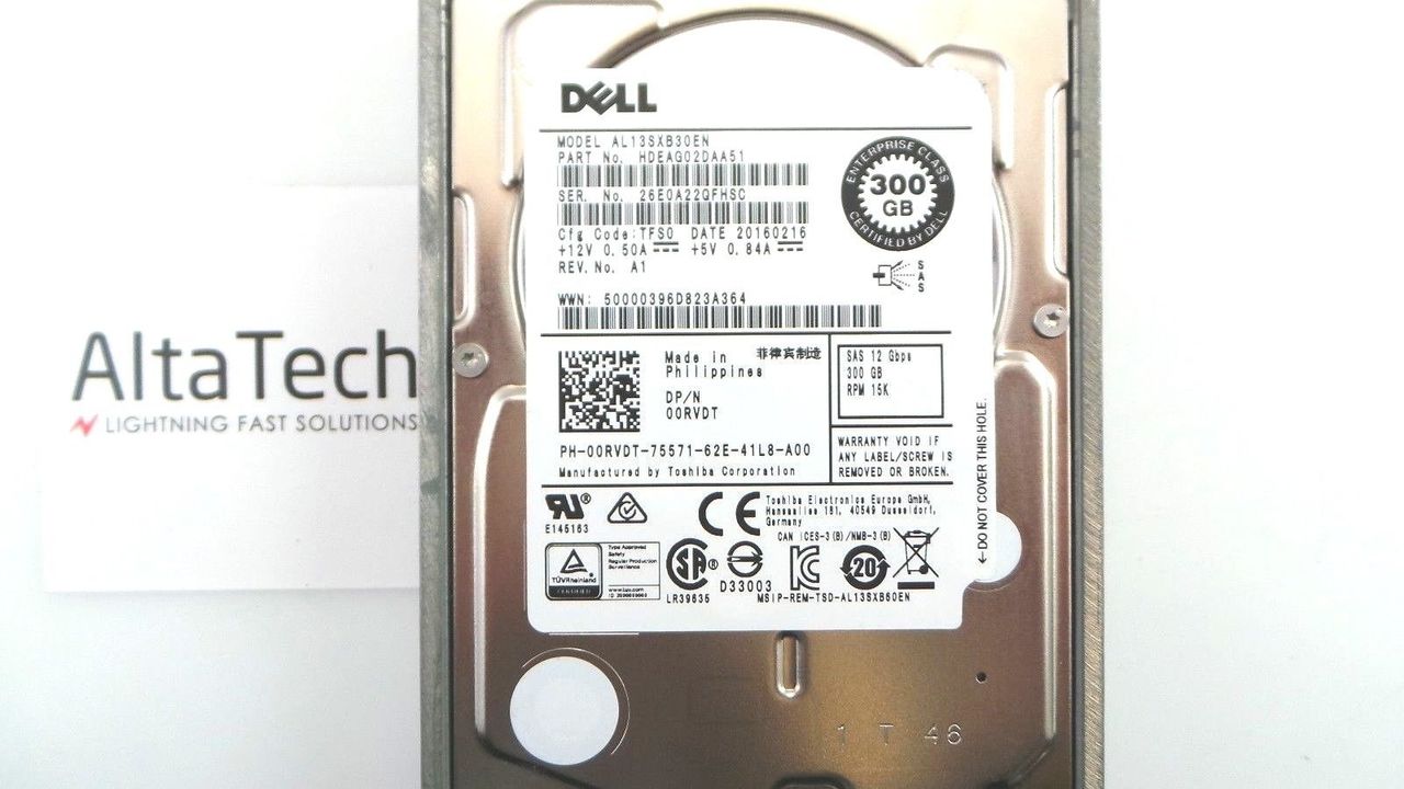 Dell 0RVDT 300GB 15K SAS 2.5" 12G, Used
