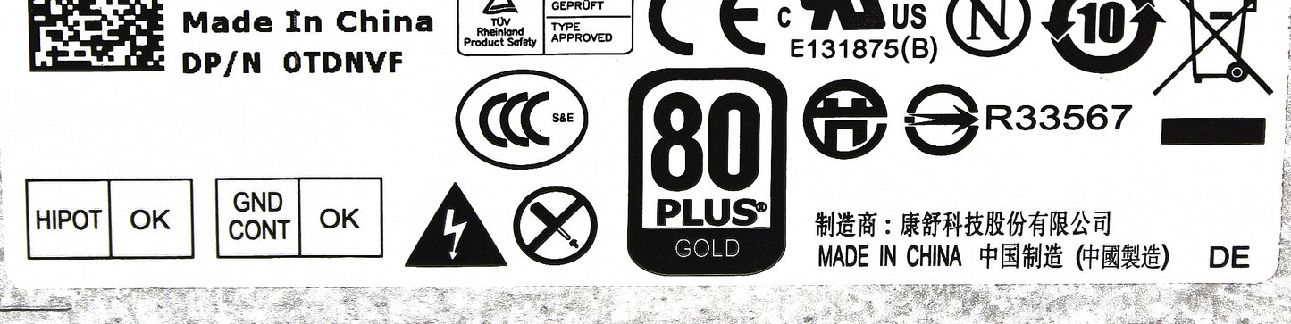 Dell 0TDNVF 320W Power Supply Precision T1650, Used